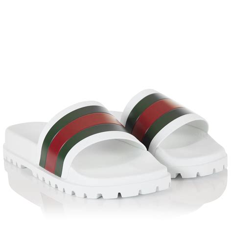 white gucci.slides|white Gucci slides men's.